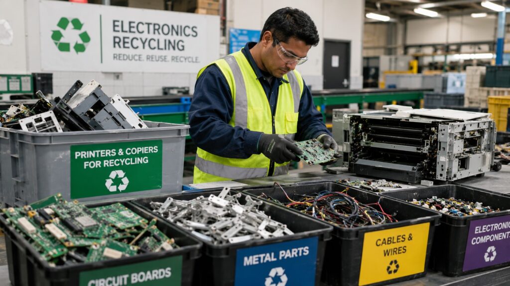 Electronics recycling at work station