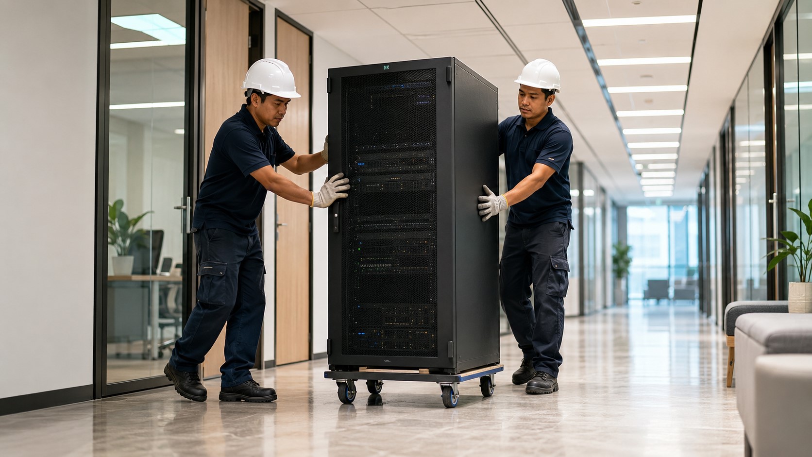 Moving equipment through a modern office