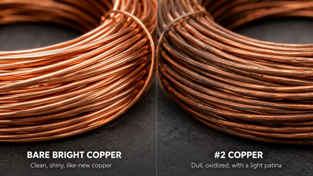 Copper wire comparison bright vs oxidized