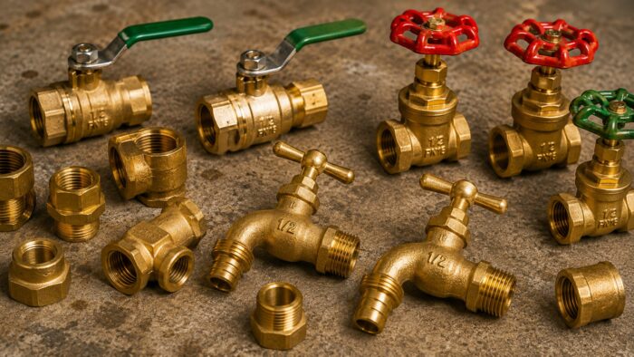 Brass plumbing fittings and taps ready for scrap collection in Singapore