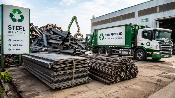 Steel recycling in industrial yard