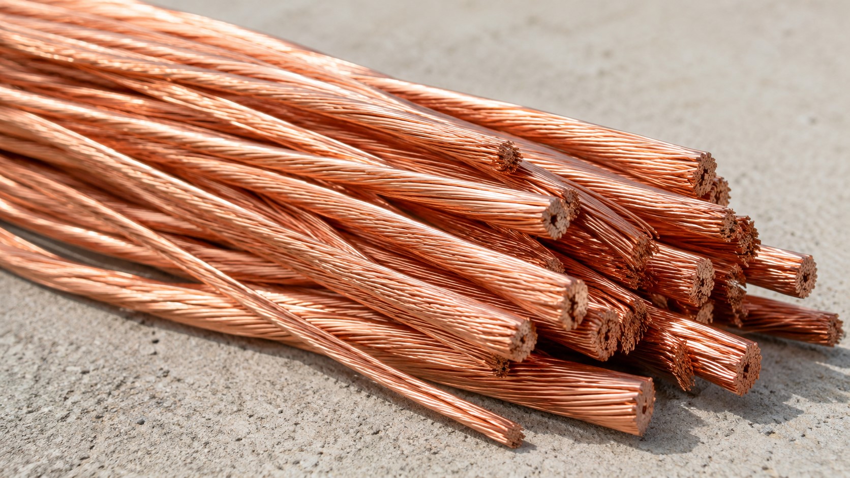 Bare bright copper wire scrap ready for collection in Singapore