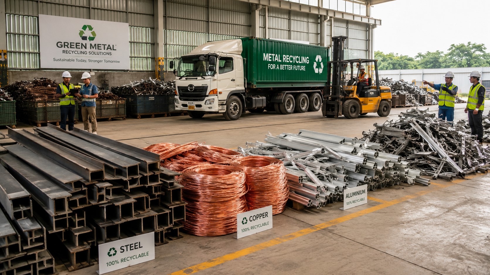 Industrial metal scrap collection at a Singapore factory facility